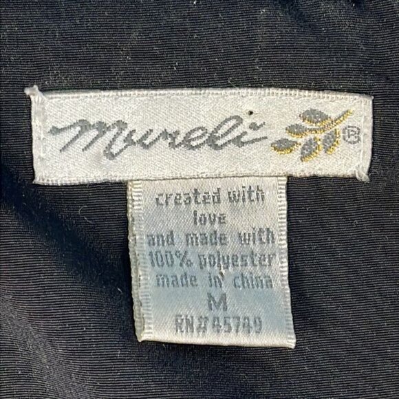 Vintage Mureli 90s Y2K Airline Travel Black Bomber Jacket Full Zip Embroidered M - Picture 9 of 11